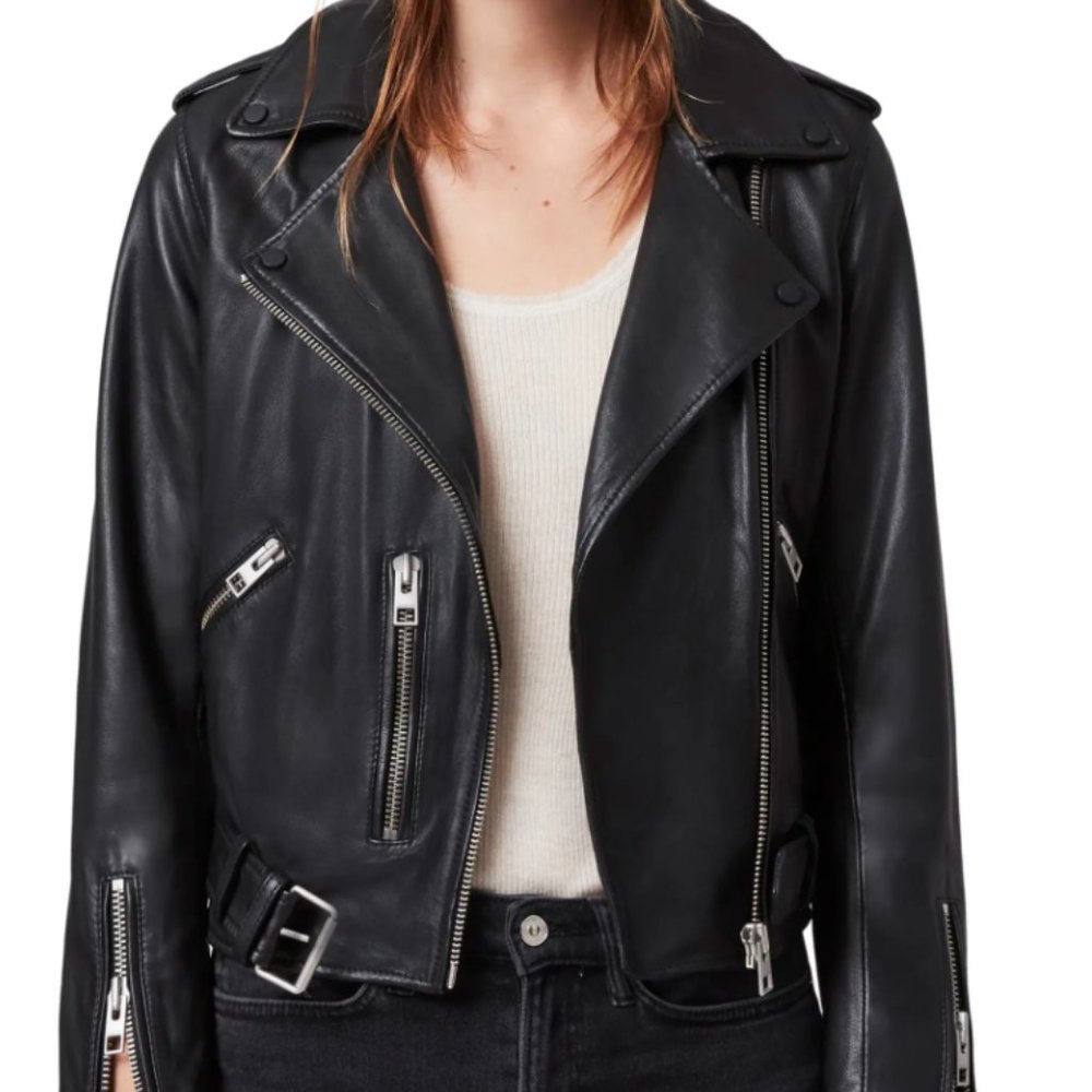 The PERFECT leather moto jacket. All Saints.  Barely worn Sz XS/S - $200